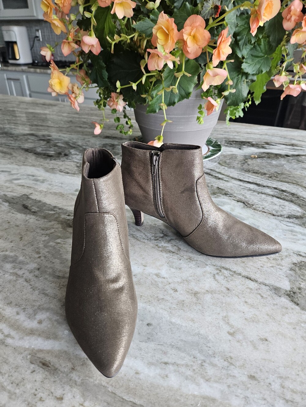 Clarks Metallic Bronze Pointed Toe Ankle Booties